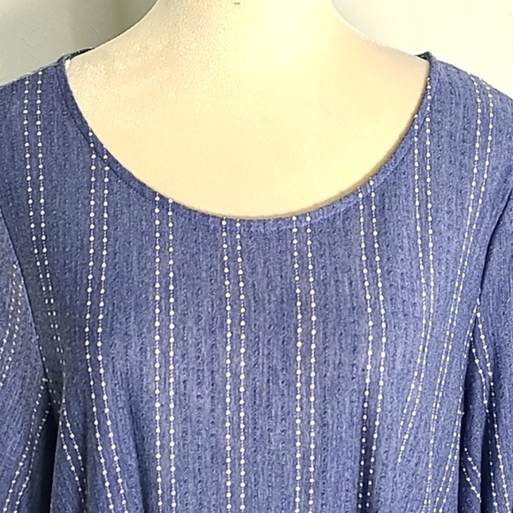 W5 Blue Chambray Top with White Dotted Stripes, Size 1X, NWT - Picture 3 of 10